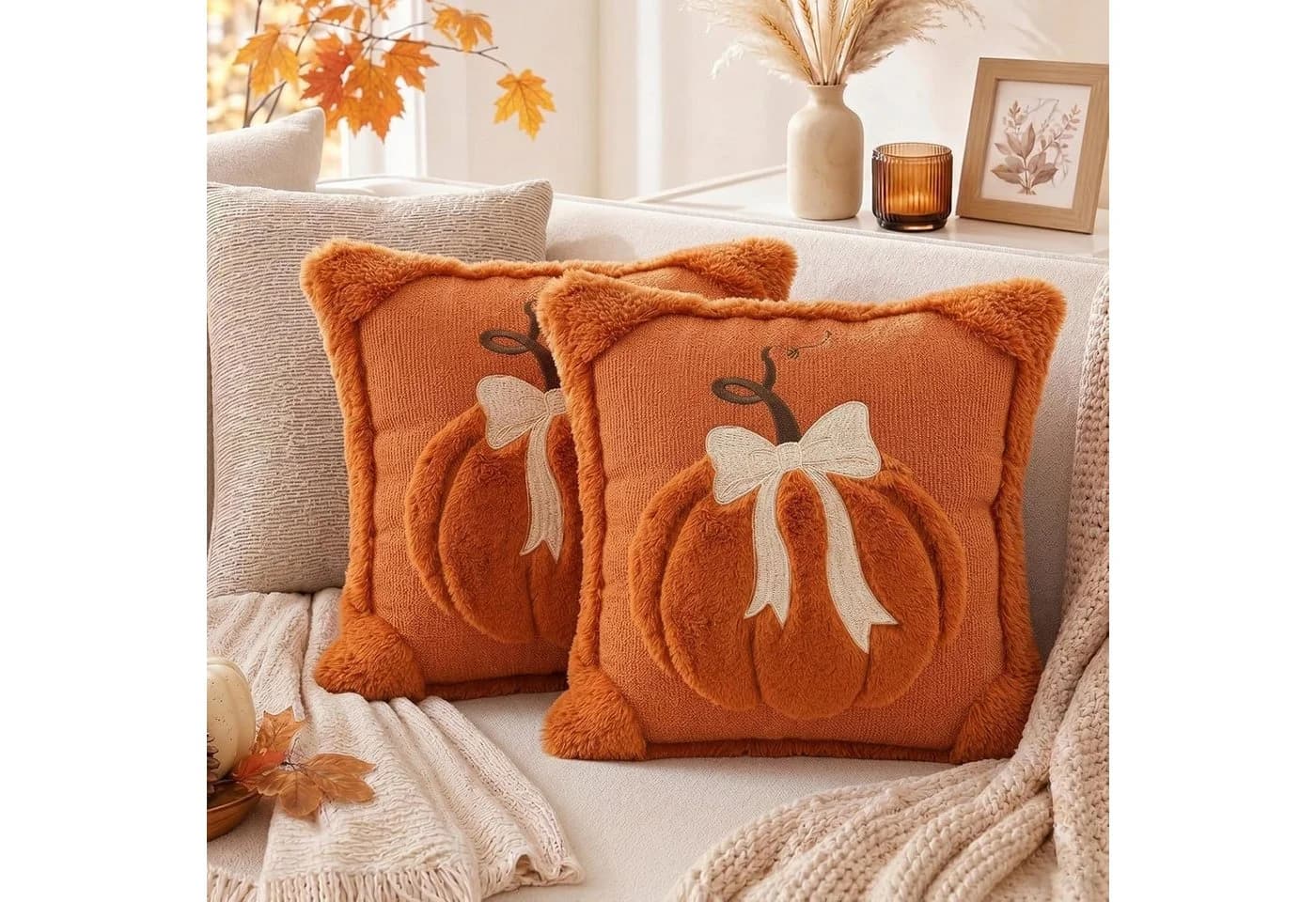 Diwzbyn Kissenbezug Herbst Kürbis Motiv 45x45 cm Polyester - Bild 3