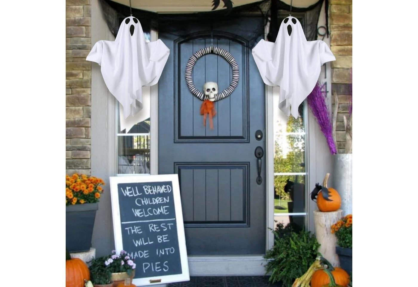 nsihing Dekohänger Halloween Geister LED Anhänger Weiß