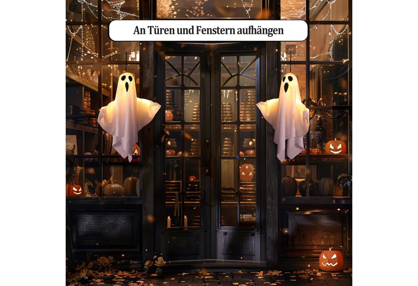 nsihing Dekohänger Halloween Geister LED Anhänger Weiß - Bild 4