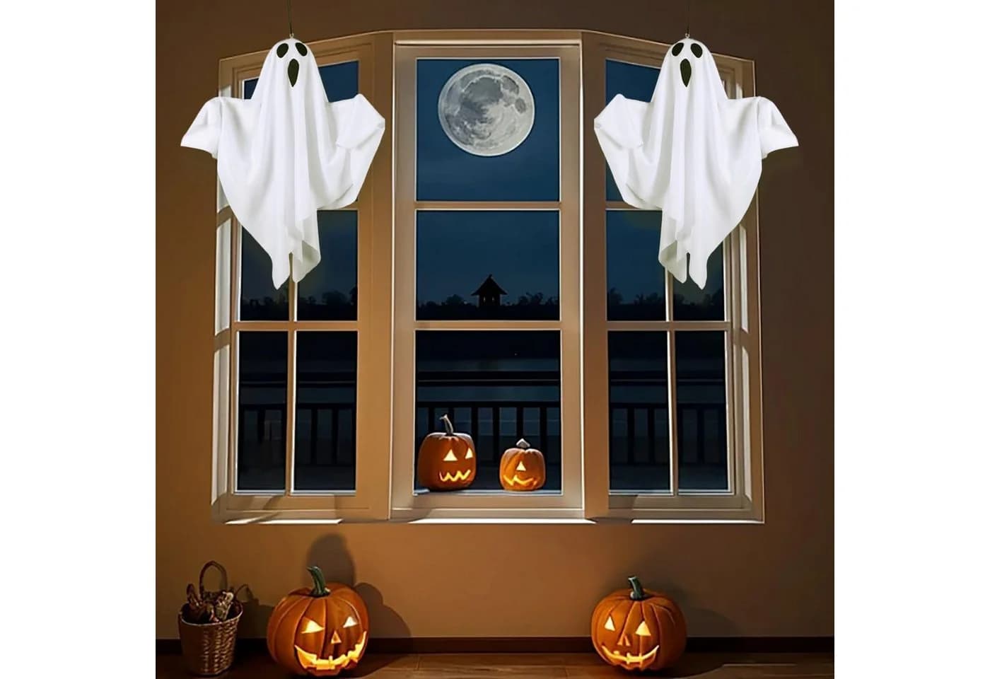 nsihing Dekohänger Halloween Geister LED Anhänger Weiß - Bild 5
