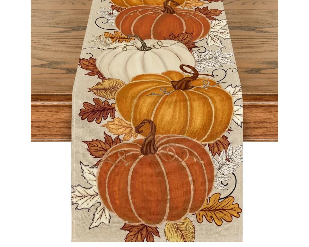 Sorvyzxn Tischläufer Herbstlich Orange Kürbis Ahornblatt - Bild 2