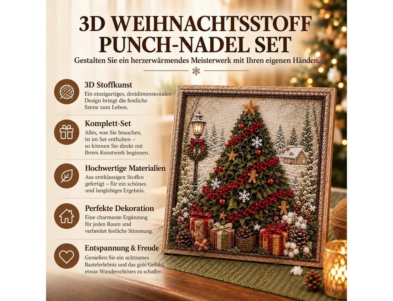 CLTYQ Kreativset 3D-Weihnachts-Bastelset zum Punch Needle - Bild 3