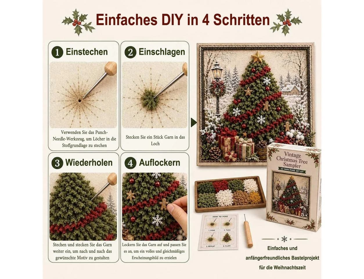 CLTYQ Kreativset 3D-Weihnachts-Bastelset zum Punch Needle - Bild 5
