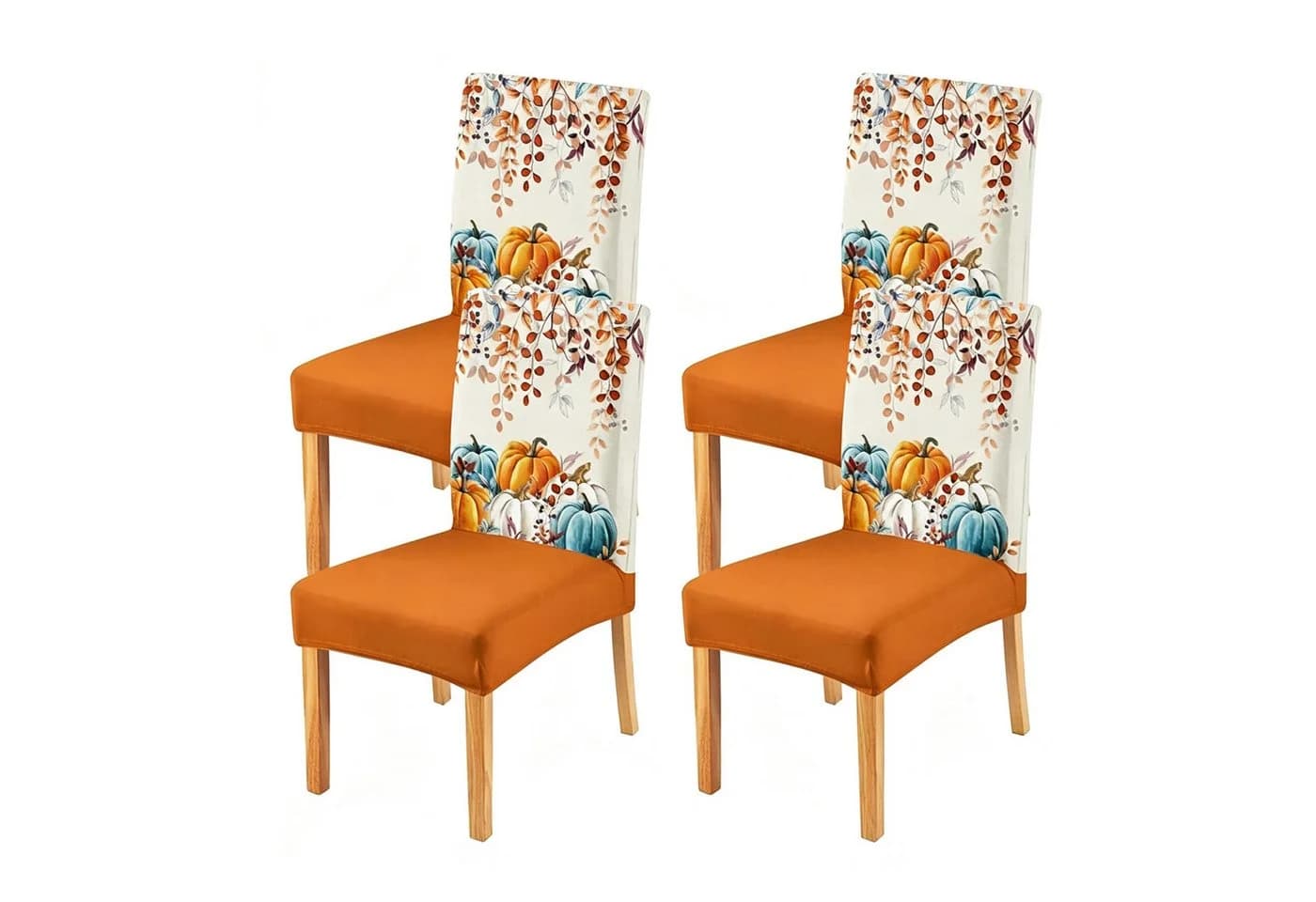 Bomiclss Stuhlhusse 4-teilig Orange Kürbis-Motiv Polyester - Bild 2