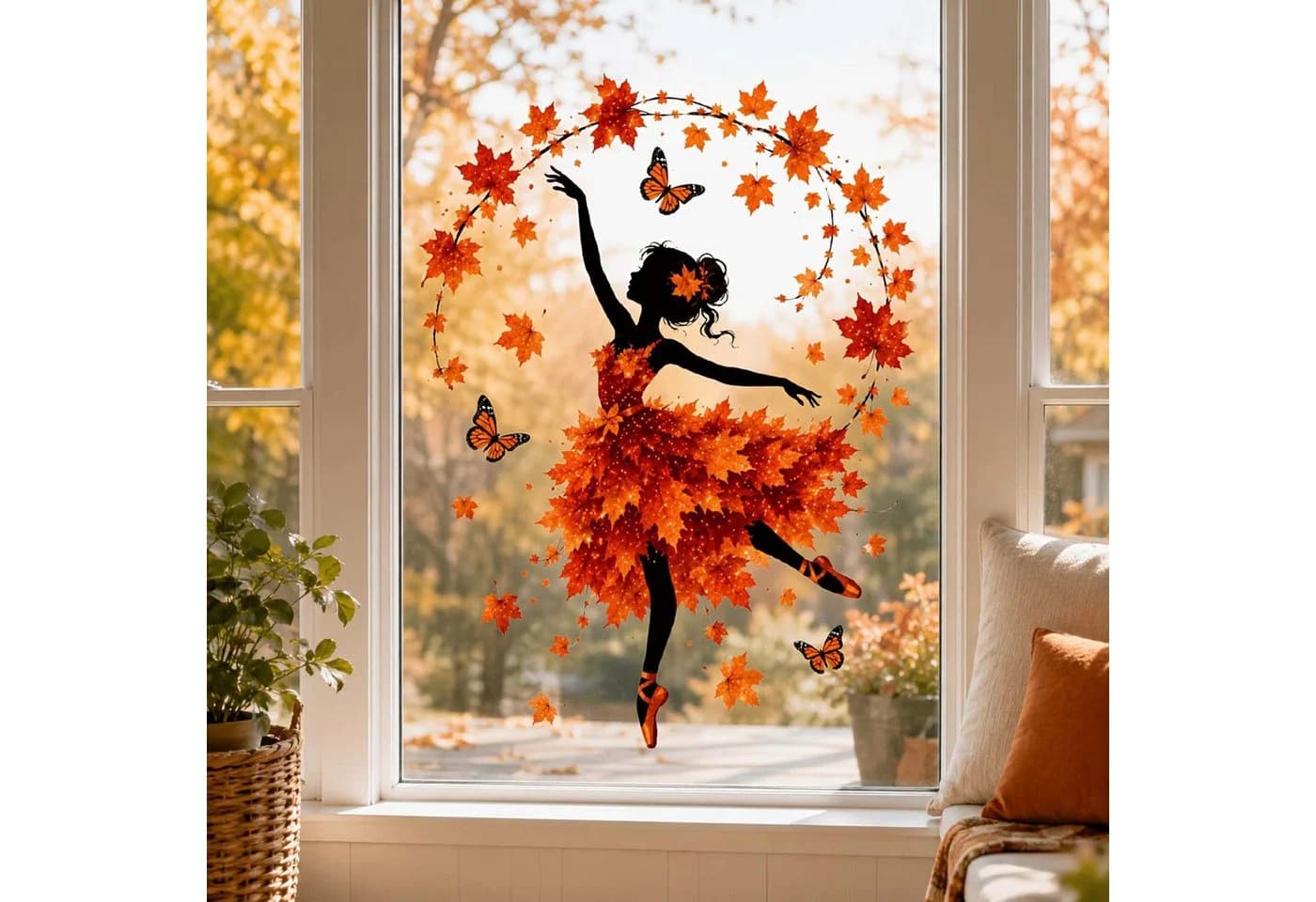 Sorvyzxn Fensterbild Herbstliches Ernte-Motiv PVC Wiederverwendbar