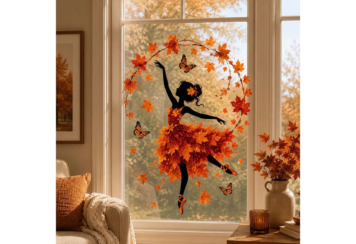 Sorvyzxn Fensterbild Herbstliches Ernte-Motiv PVC Wiederverwendbar - Bild 4