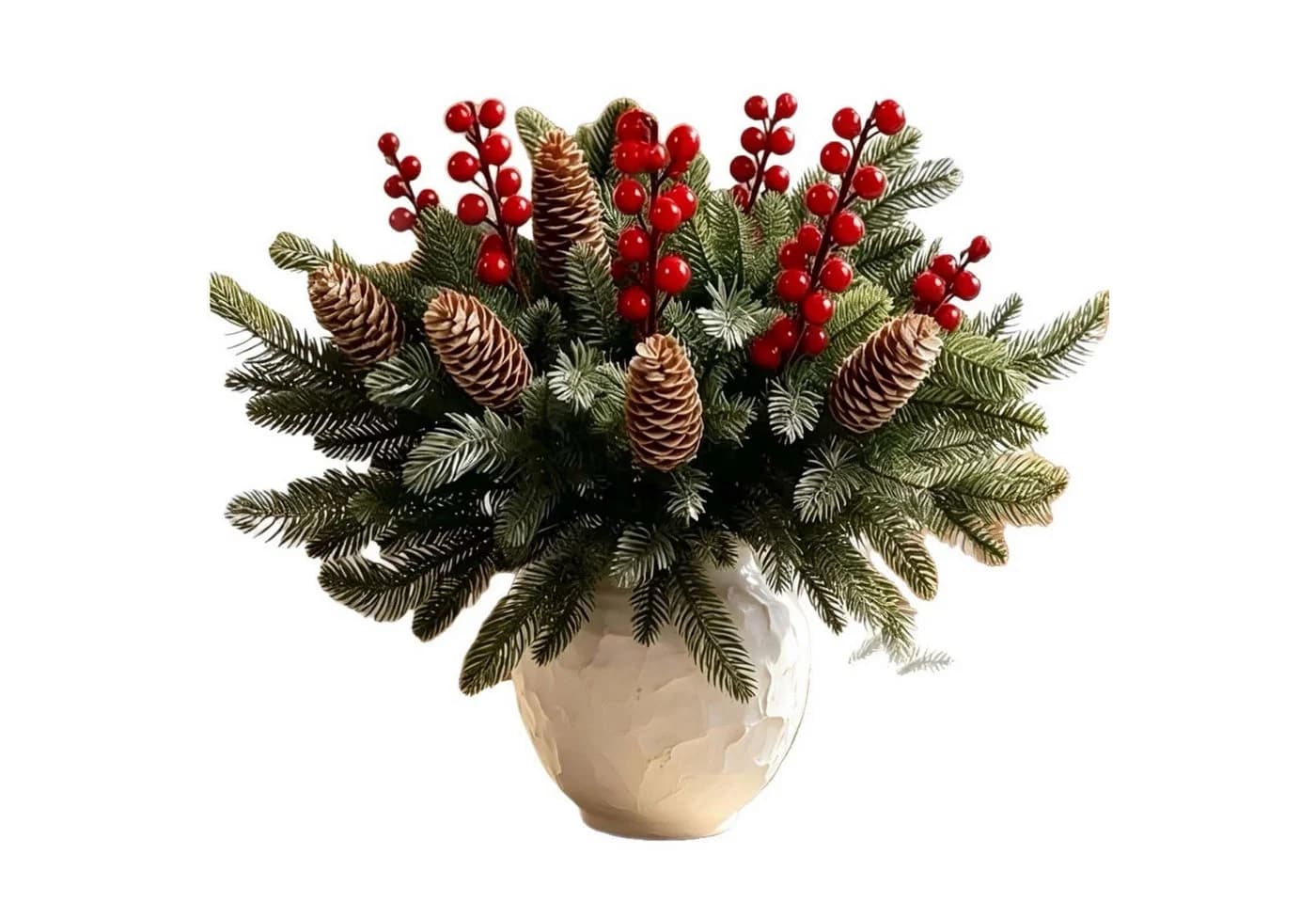 Bomiclss 24er Set Kunstzweige Tannenzweige Grün Rot Weihnachtsdekoration - Bild 2