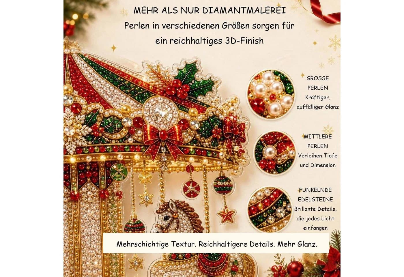 Bomiclss 3D Weihnachts-Suncatcher Diamantmalerei Set mit Kette