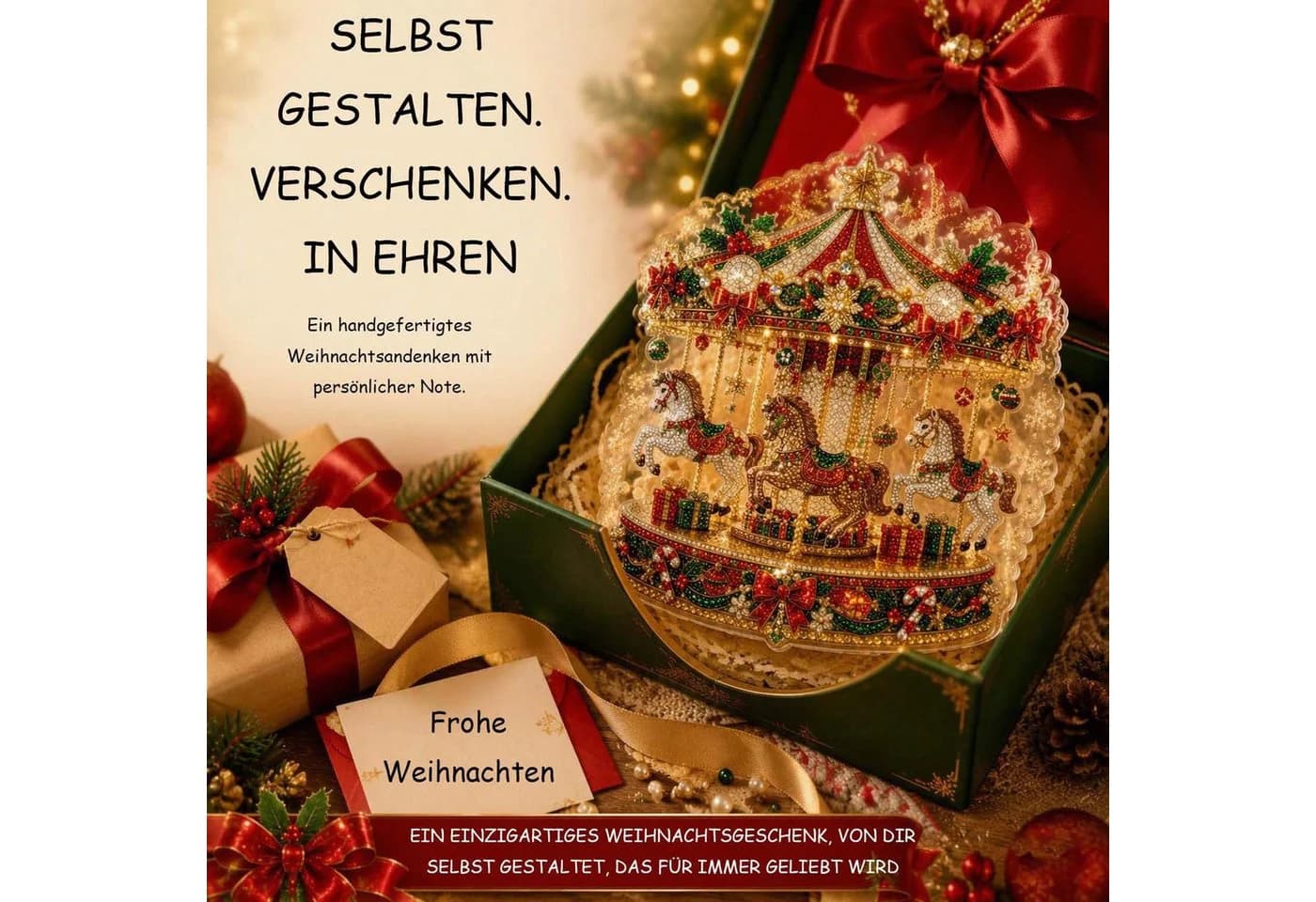 Bomiclss 3D Weihnachts-Suncatcher Diamantmalerei Set mit Kette - Bild 3