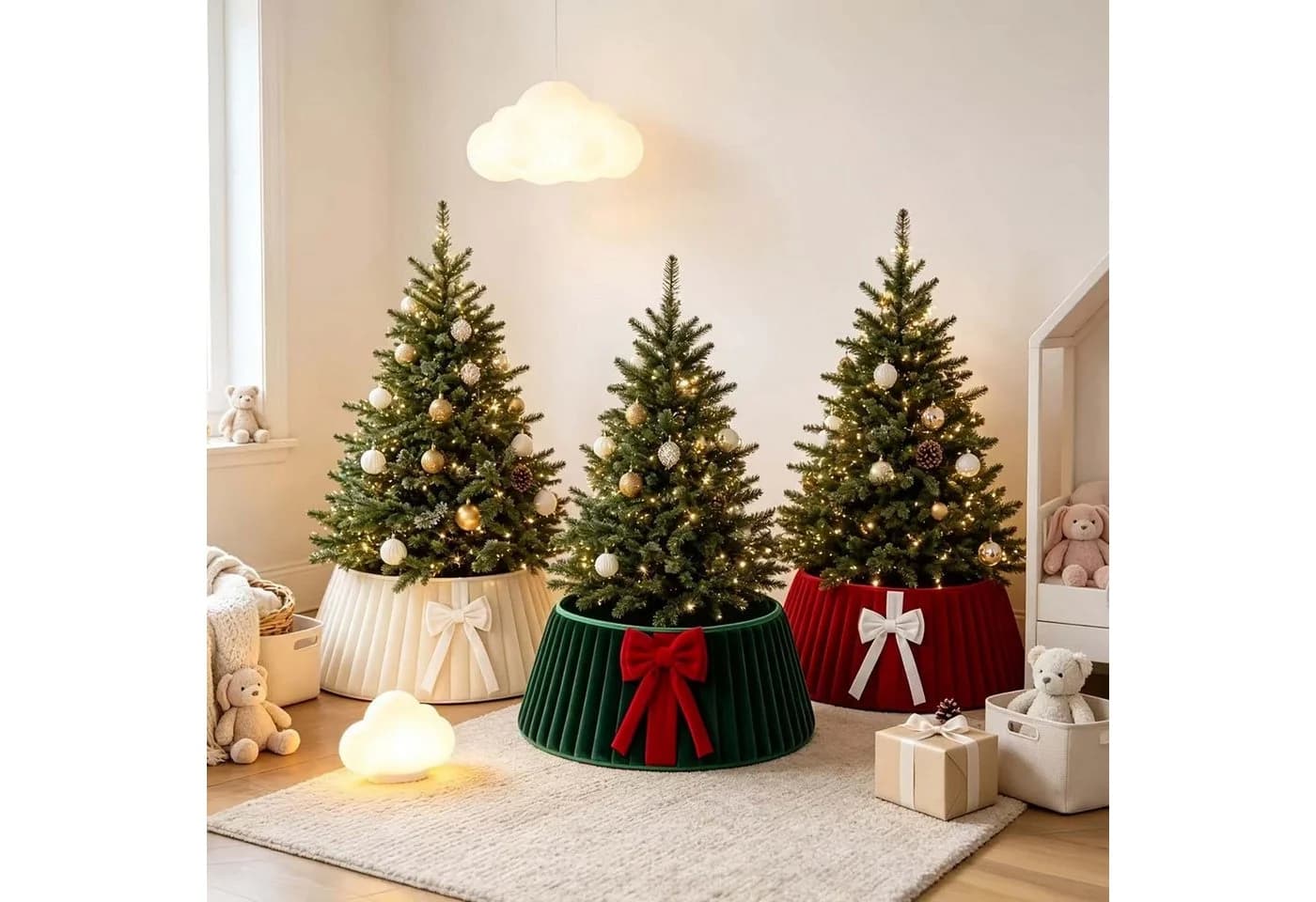 Bomiclss Weihnachtsbaum Rock Rot Plüsch mit Schleife