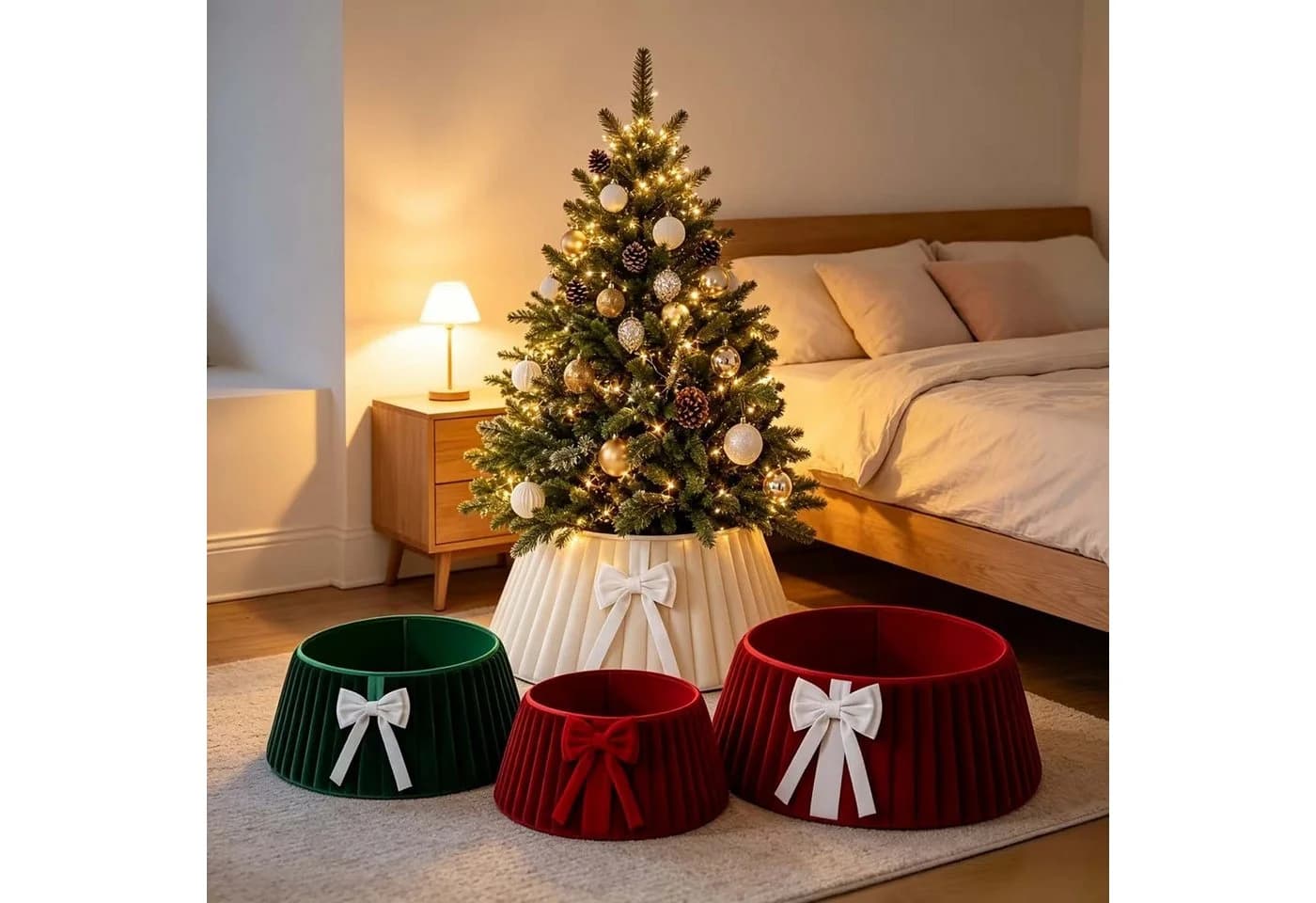 Bomiclss Weihnachtsbaum Rock Rot Plüsch mit Schleife - Bild 3