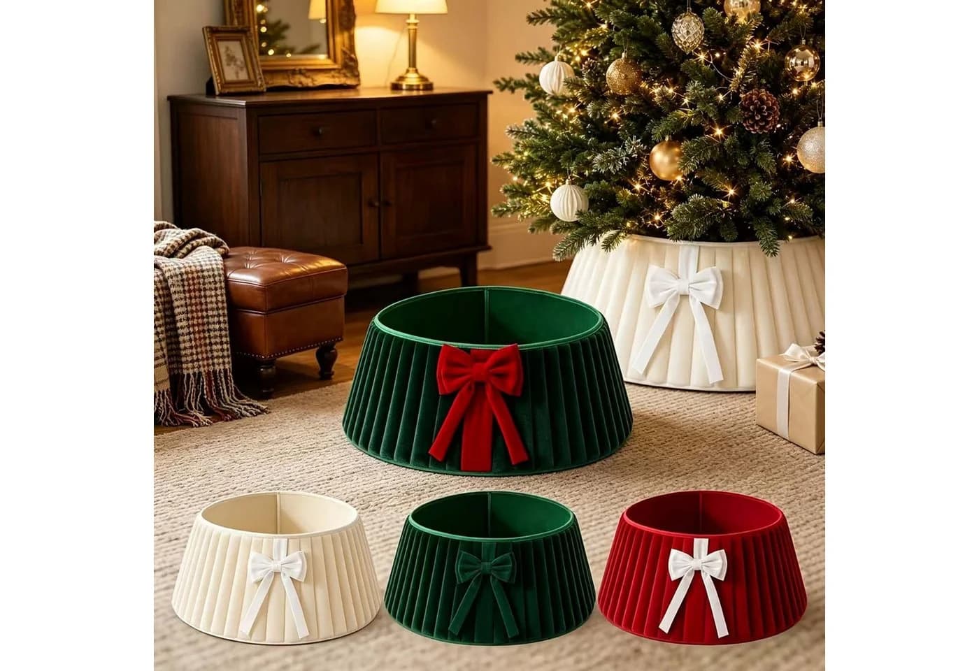 Bomiclss Weihnachtsbaum Rock Rot Plüsch mit Schleife - Bild 4