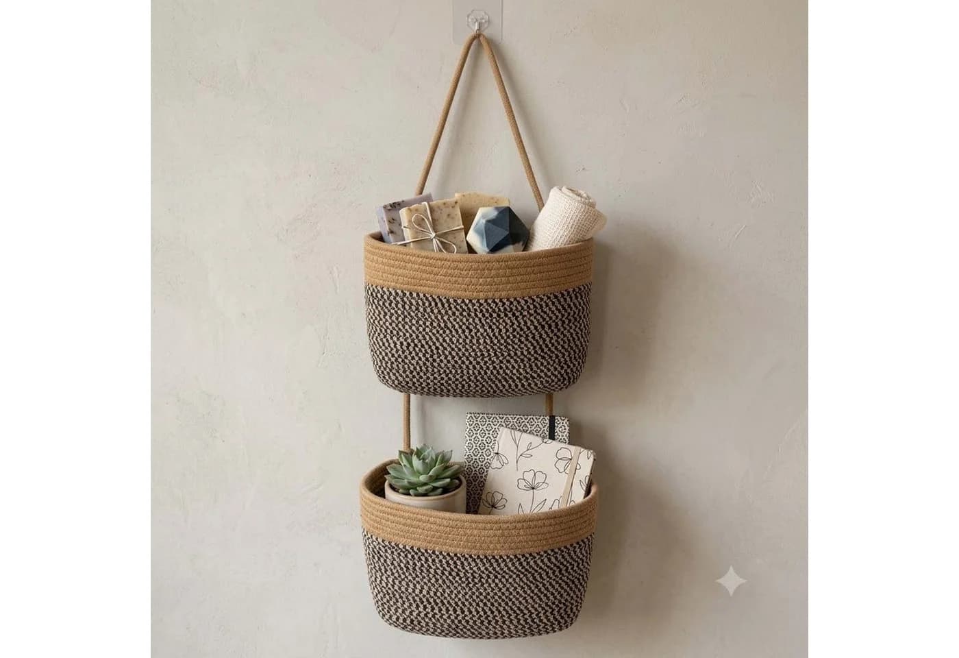 Zyronn 5-stöckiger Hängekorb Beige Boho Wandorganizer - Bild 5