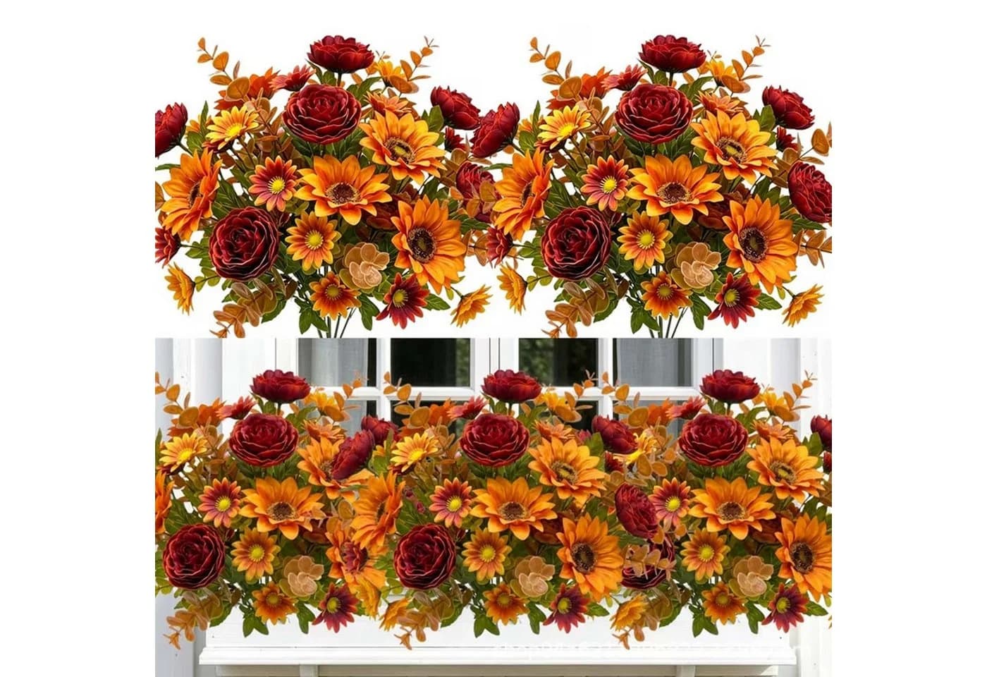 Diwzbyn Kunstblumenstrauß 3er-Set Herbstblumen Gelb - Bild 2