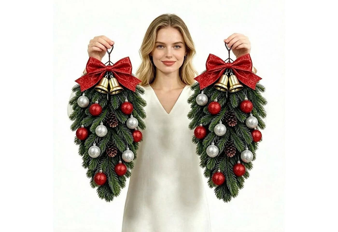 Bomiclss Weihnachtskranz Tropfenform mit Beeren und Glöckchen - Bild 2