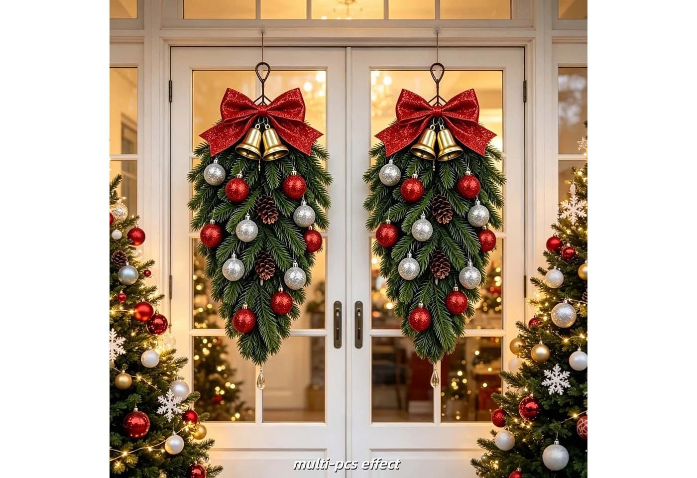 Bomiclss Weihnachtskranz Tropfenform mit Beeren und Glöckchen - Bild 4