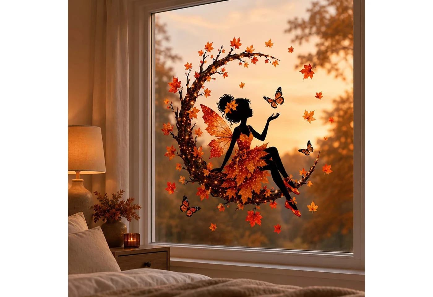 Bomiclss Wiederverwendbare Fensterbilder Herbstlicher Erntemotiv PVC - Bild 3