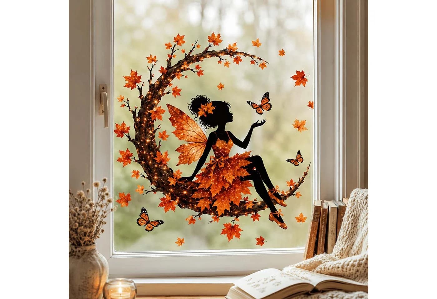 Bomiclss Wiederverwendbare Fensterbilder Herbstlicher Erntemotiv PVC - Bild 4