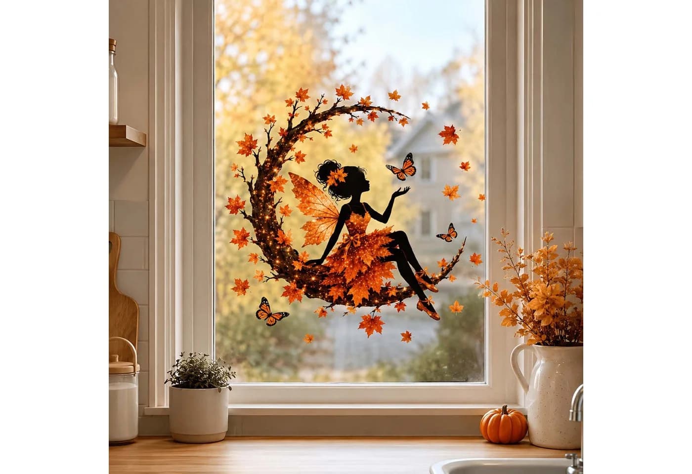 Bomiclss Wiederverwendbare Fensterbilder Herbstlicher Erntemotiv PVC - Bild 5