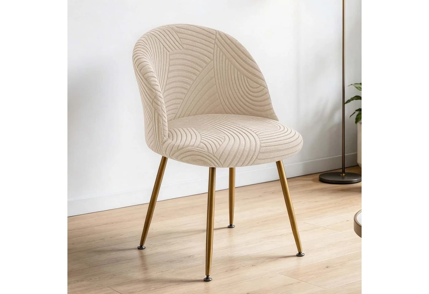 Zyronn Stuhlhusse 4 Stück Stretch Stuhlbezüge Beige Jacquard