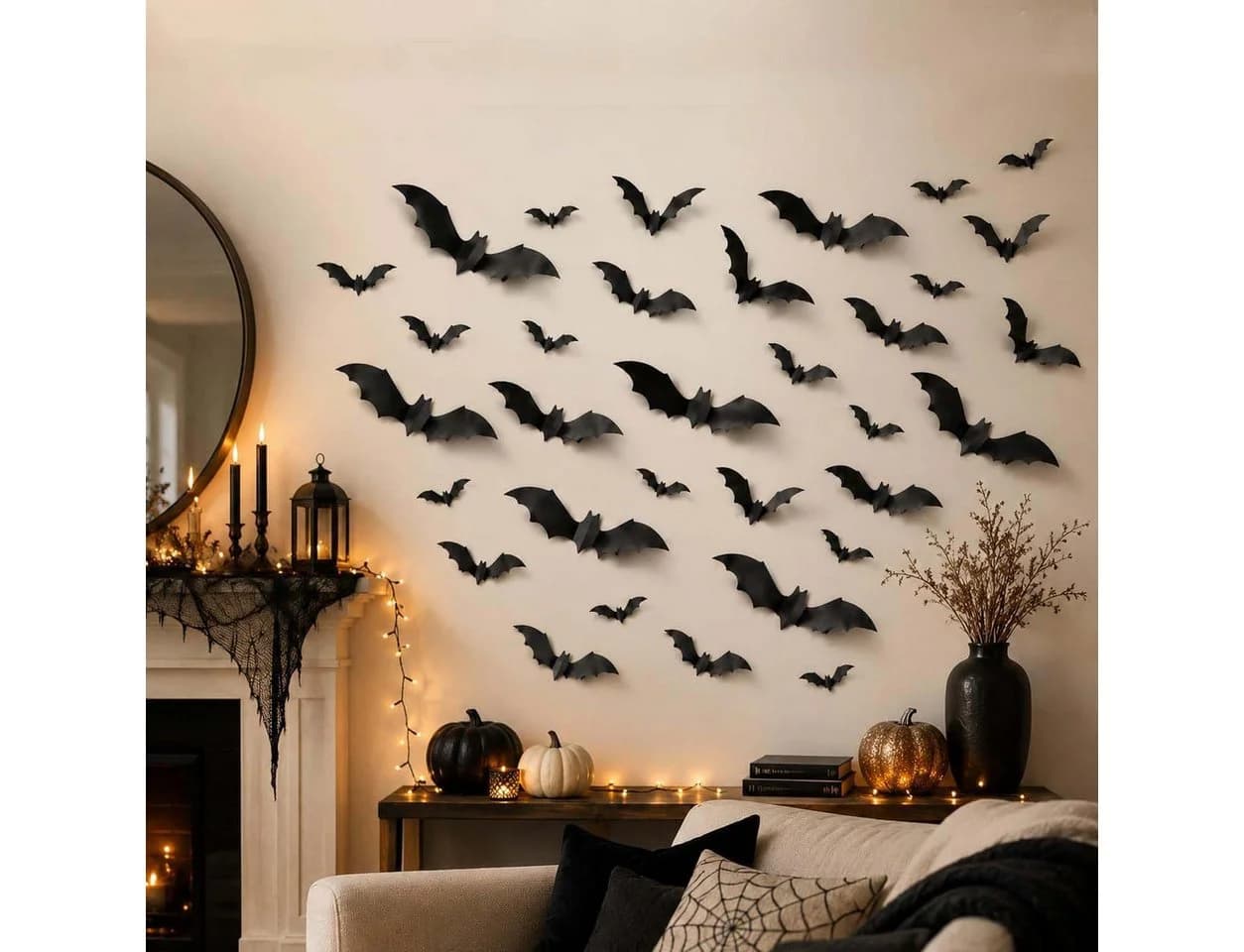 Bomiclss 3D Fledermaus Dekohänger Halloween Wandaufkleber 140 Stück PVC - Bild 4