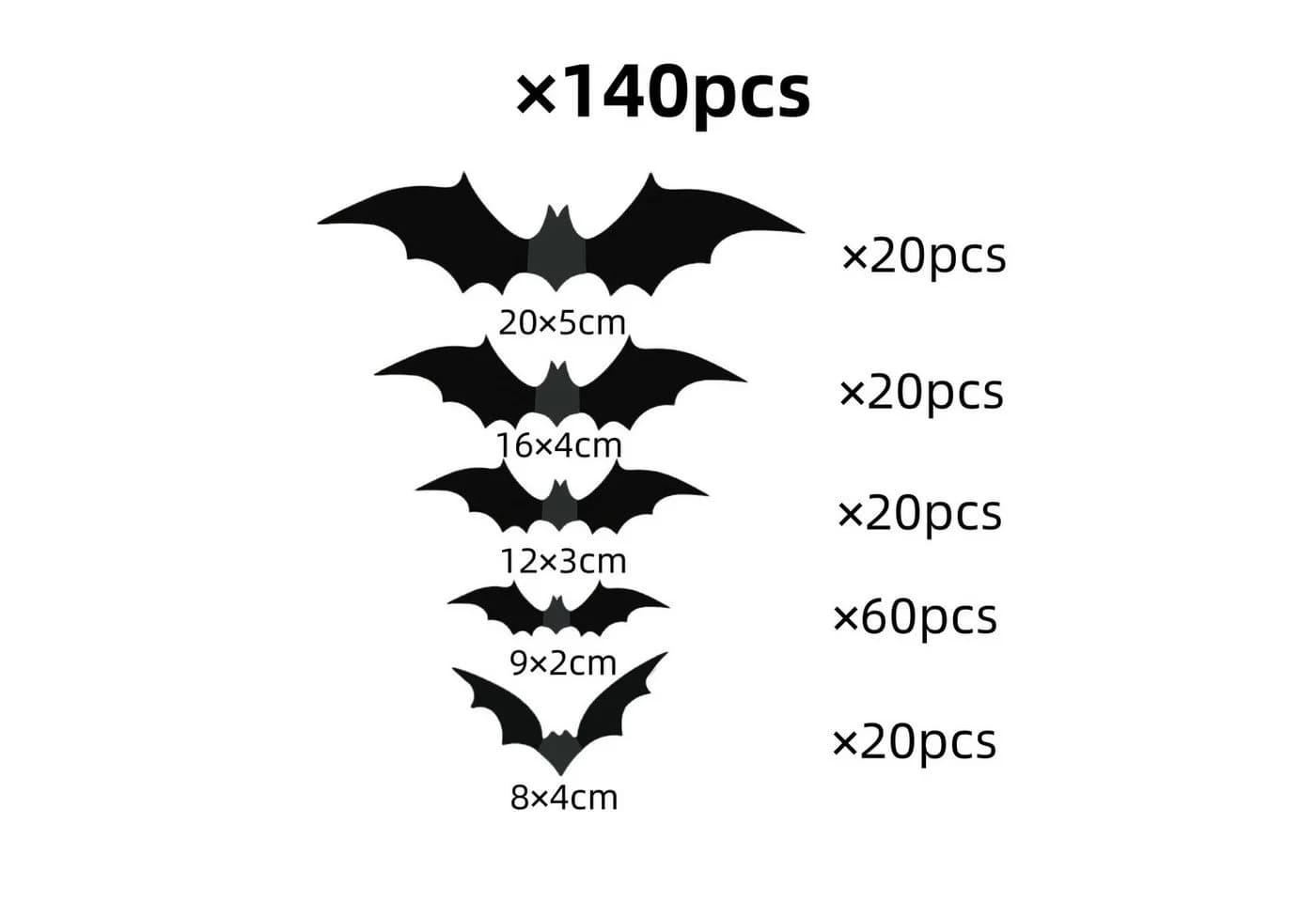 Bomiclss 3D Fledermaus Dekohänger Halloween Wandaufkleber 140 Stück PVC - Bild 5
