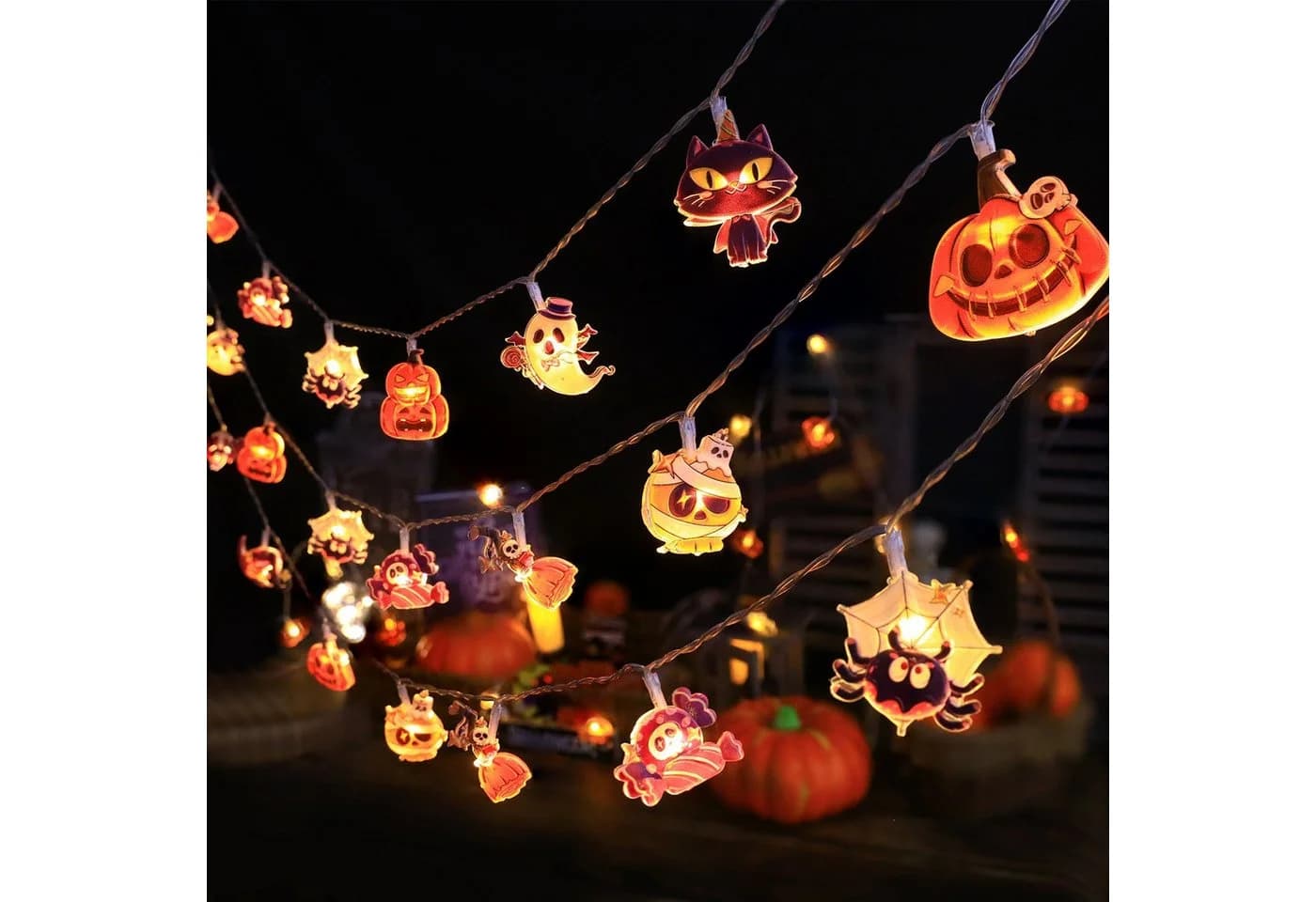 Bomiclss LED-Lichterkette 3M Halloween Kürbis-Laternen