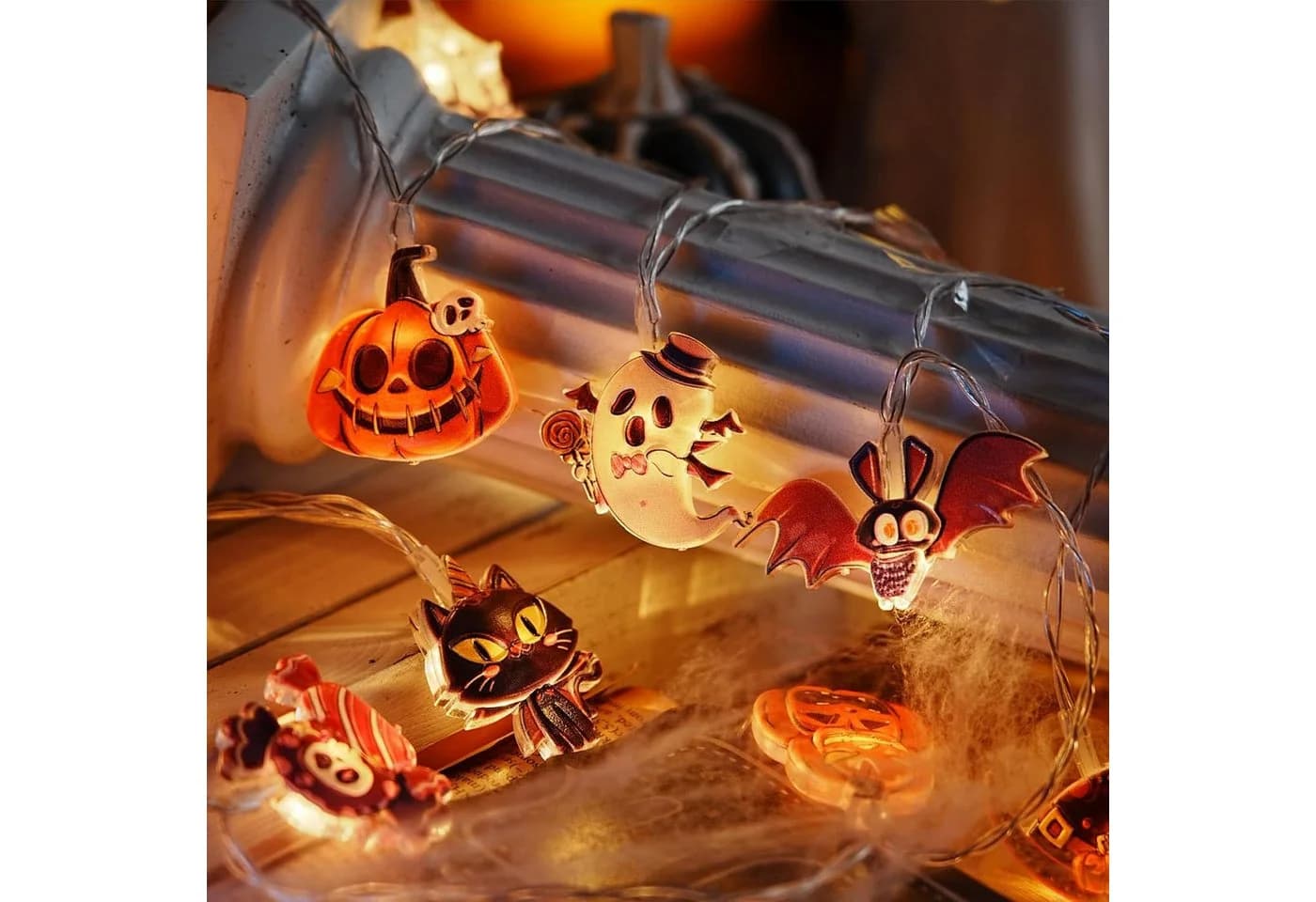 Bomiclss LED-Lichterkette 3M Halloween Kürbis-Laternen - Bild 5