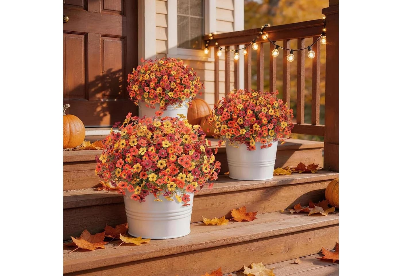 Zyronn Kunstblumenstrauß 6er Set Herbst Deko Bunt - Bild 4