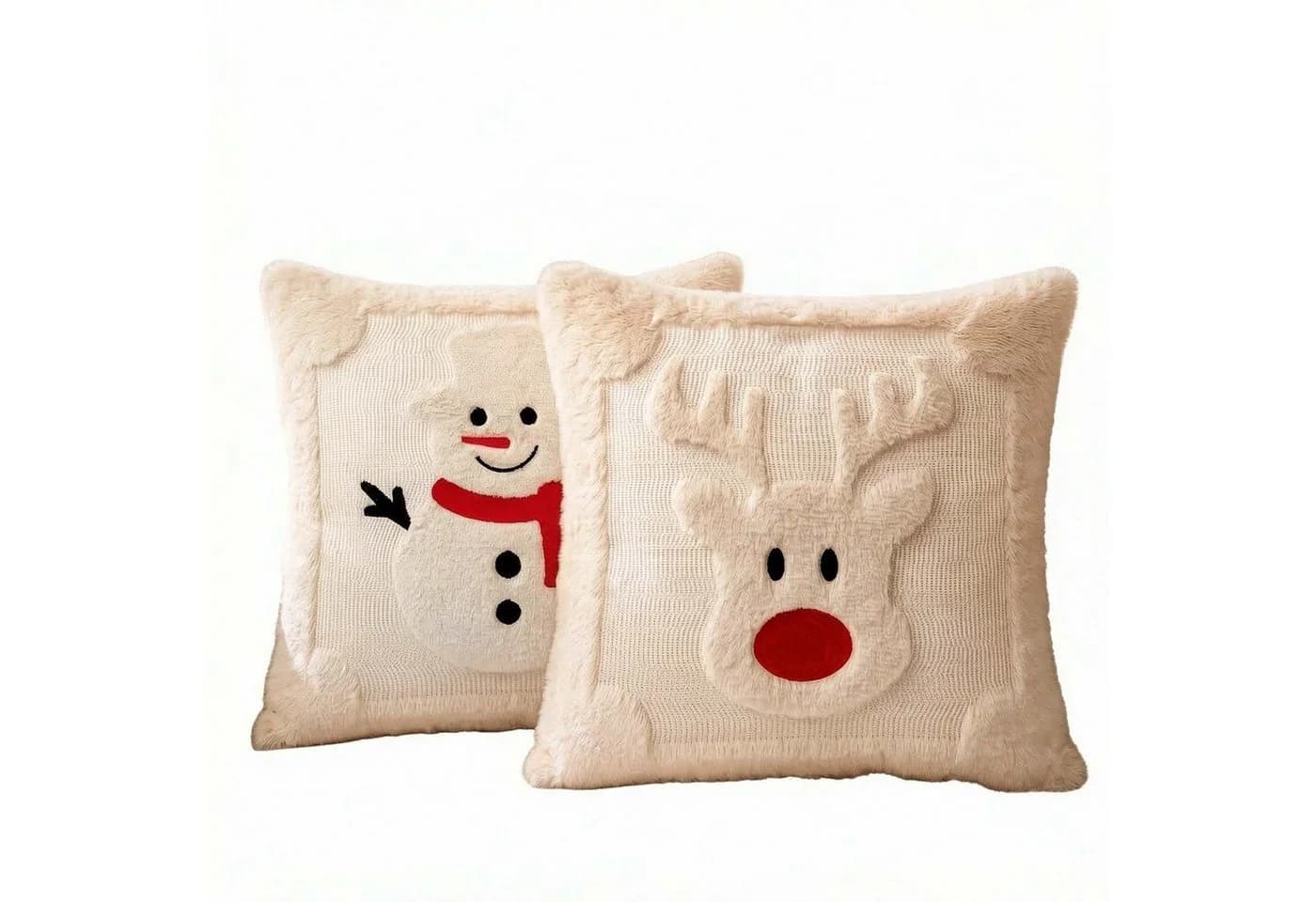 Bomiclss Kissenbezug 2er-Set Beige Kunstfell Weihnachtsdeko - Bild 2