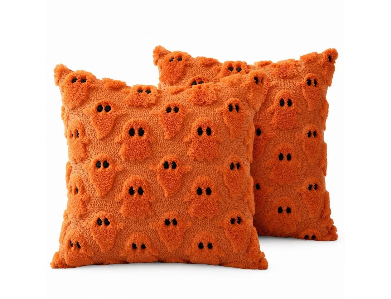 Sorvyzxn Kissenhüllen Halloween-Geist Orange 45x45 cm 2er Set - Bild 2