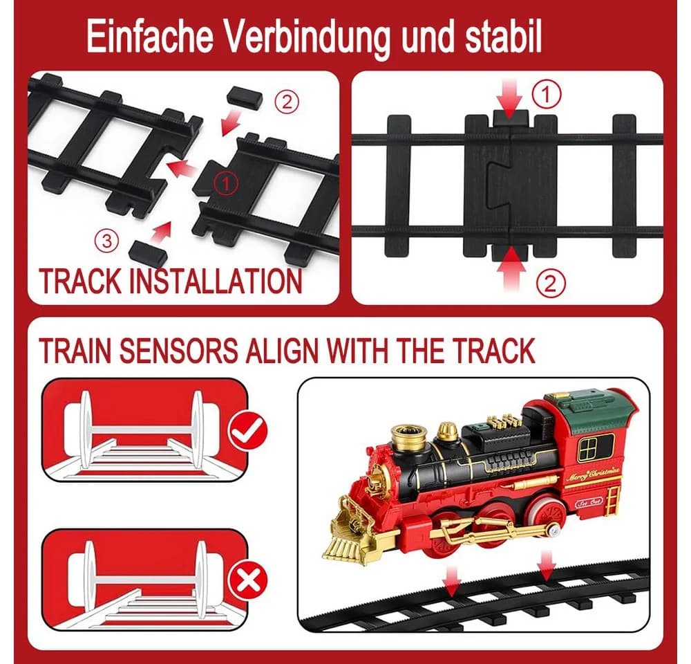 nsihing Spielzeug-Eisenbahn Weihnachtszug 50-tlg. mit Rauch, Licht & Sound - Bild 3
