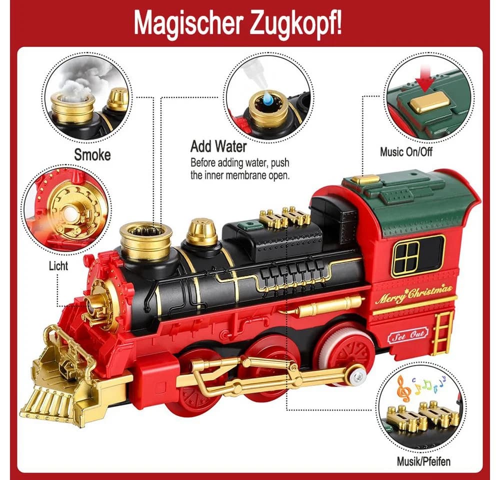 nsihing Spielzeug-Eisenbahn Weihnachtszug 50-tlg. mit Rauch, Licht & Sound - Bild 5
