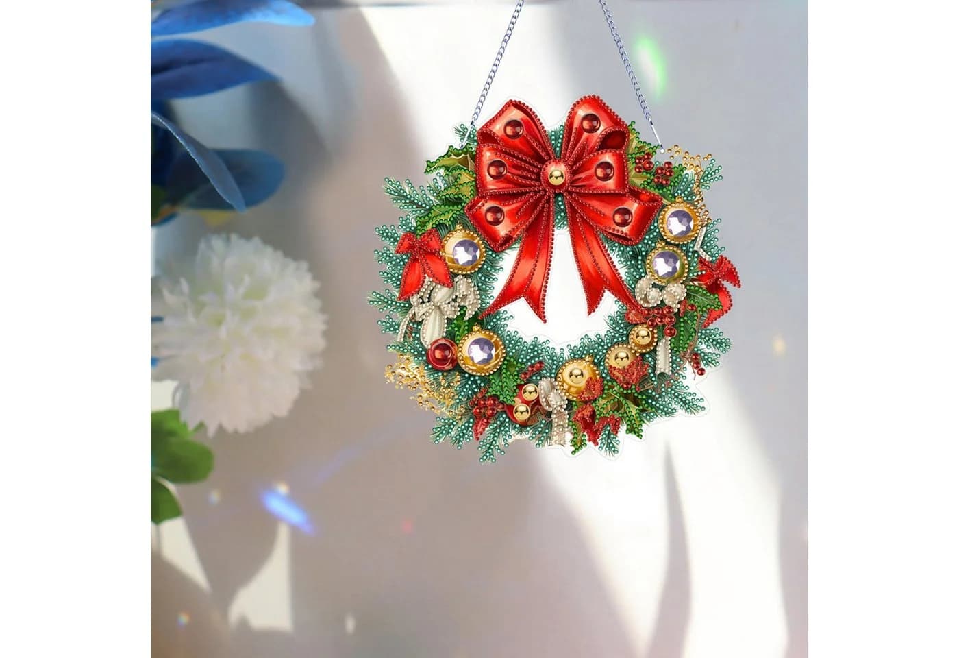 CLTYQ Diamond Painting Weihnachtskranz DIY Set Rot 3D-Effekt - Bild 3