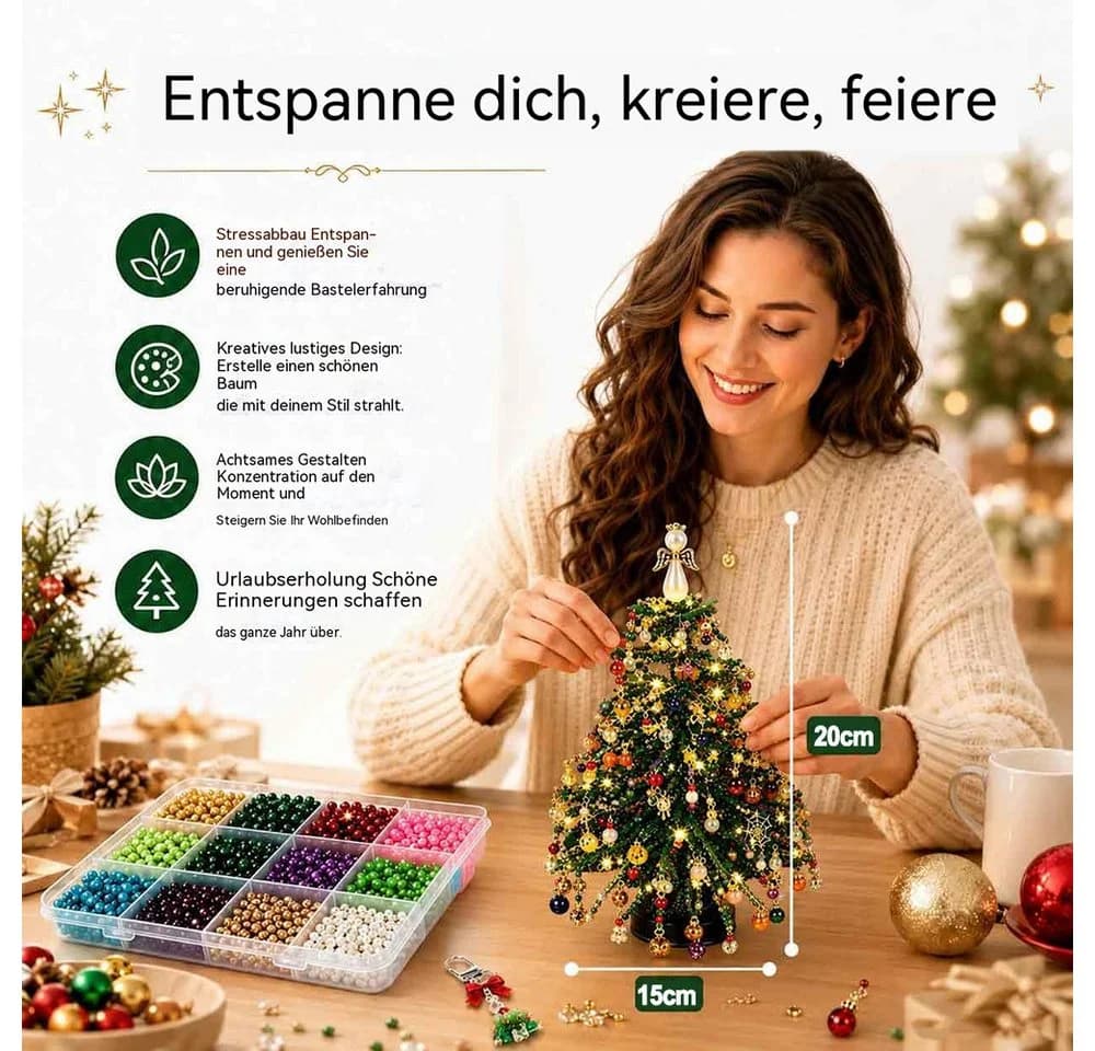 nsihing DIY-Weihnachtsbaum-Bastelset mit Perlen & Lichterkette - Bild 4