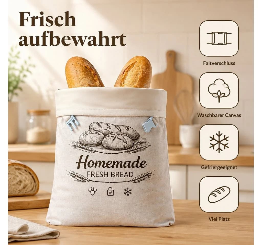 Diwzbyn Brottasche 2x Brotbeutel Bienenwachs 32x42cm