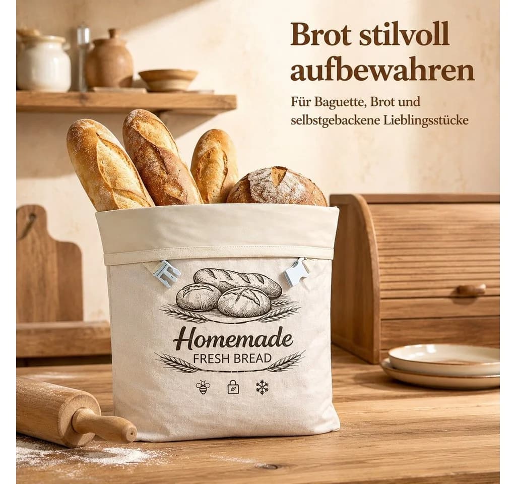 Diwzbyn Brottasche 2x Brotbeutel Bienenwachs 32x42cm - Bild 4