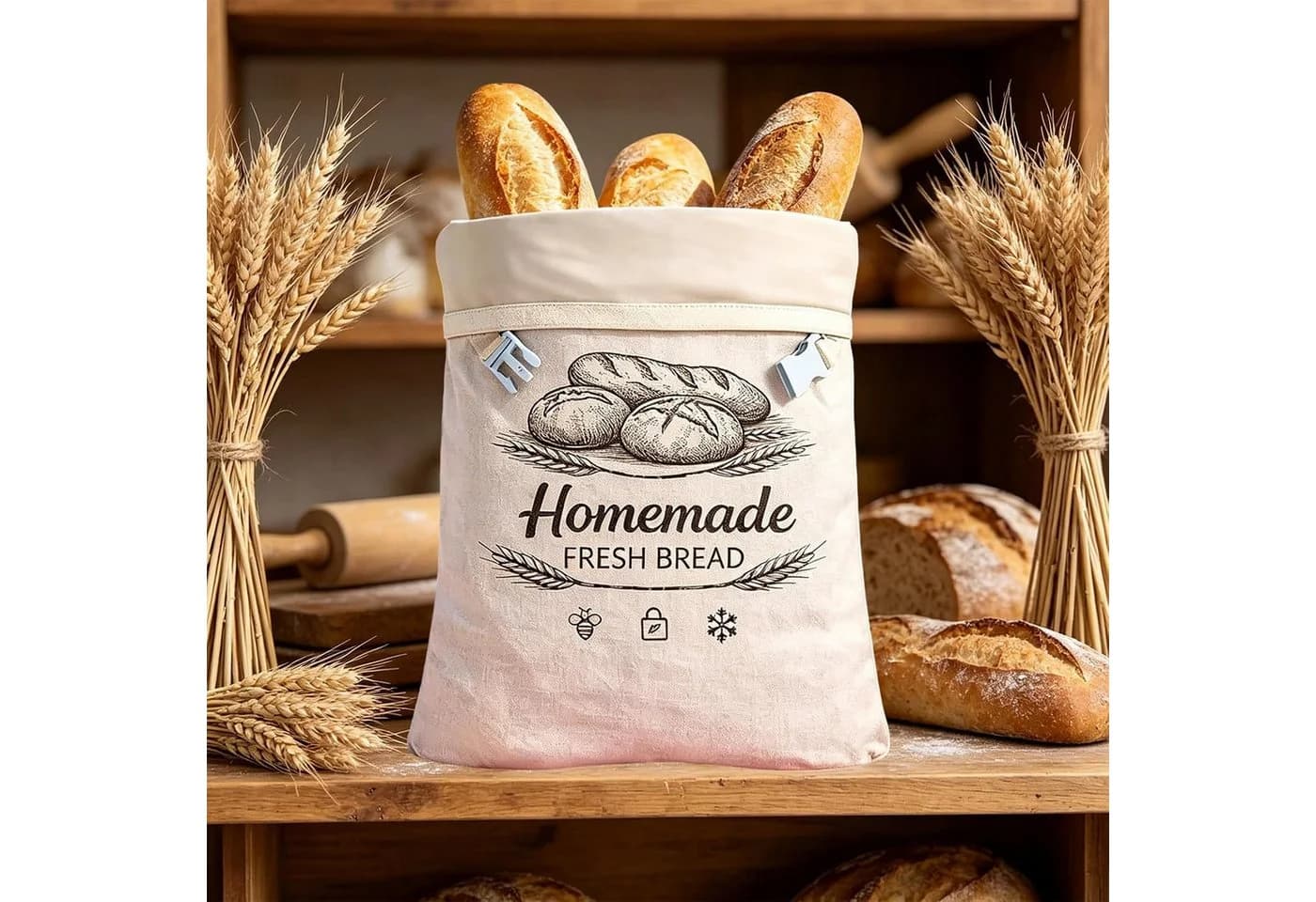 Diwzbyn Brottasche 2x Brotbeutel Bienenwachs 32x42cm - Bild 5