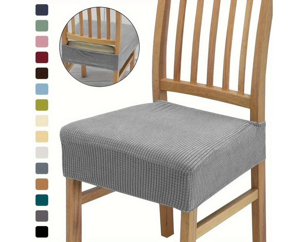 Diwzbyn Stuhlhusse Grau Stretch Bezug für Esszimmerstühle - Bild 2