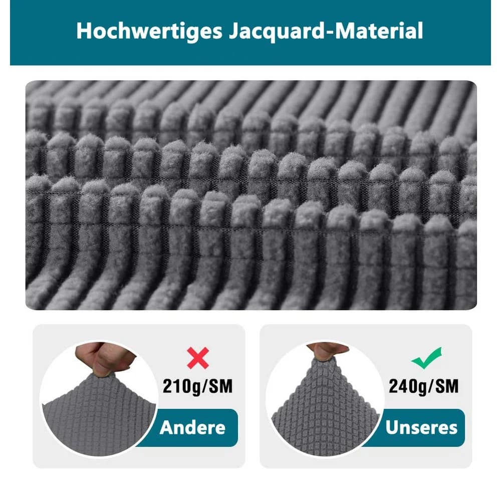 Diwzbyn Stuhlhusse Grau Stretch Bezug für Esszimmerstühle - Bild 3