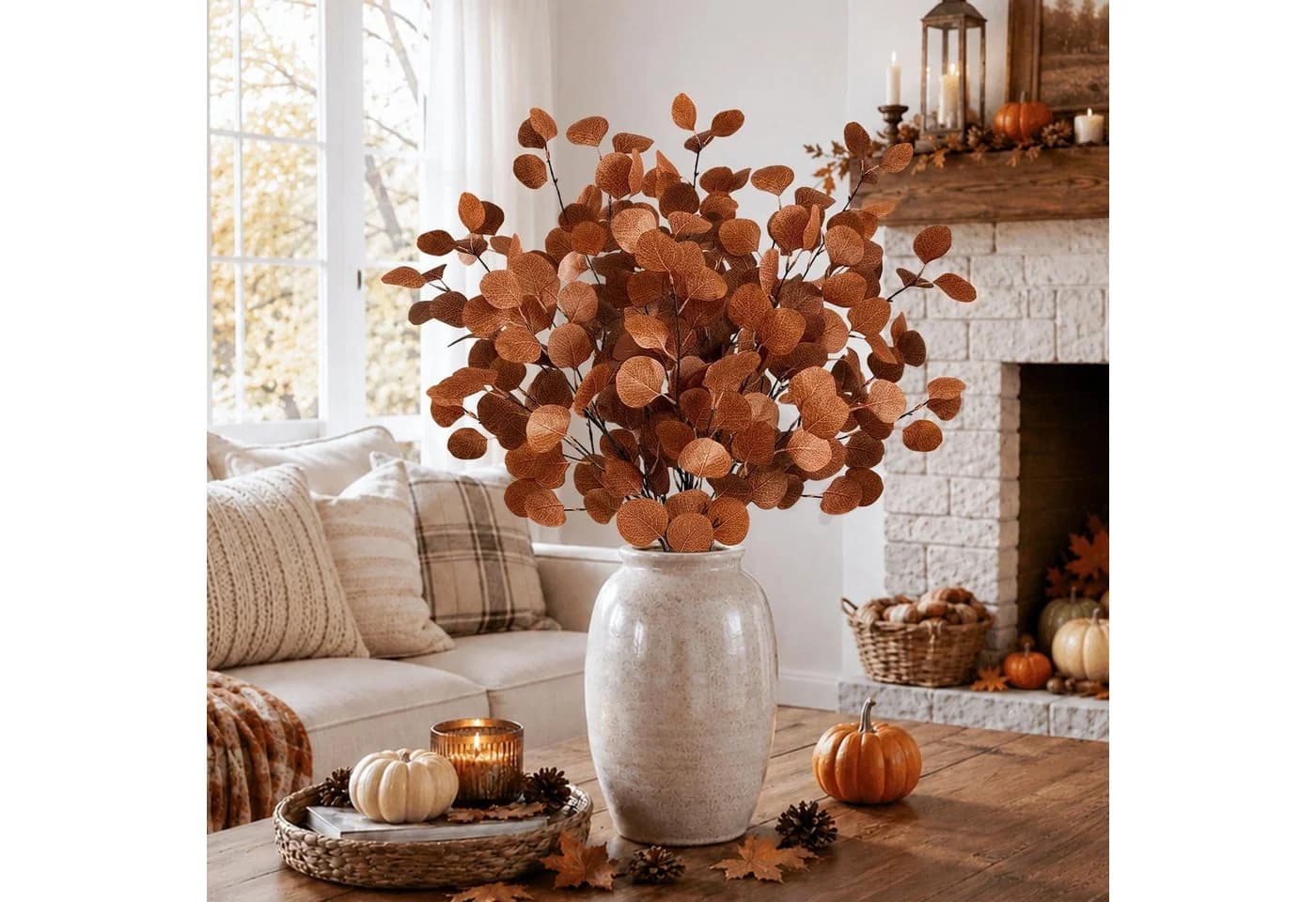 Sorvyzxn Kunstblumenstrauß 6x Eukalyptus 90cm Grün - Bild 5