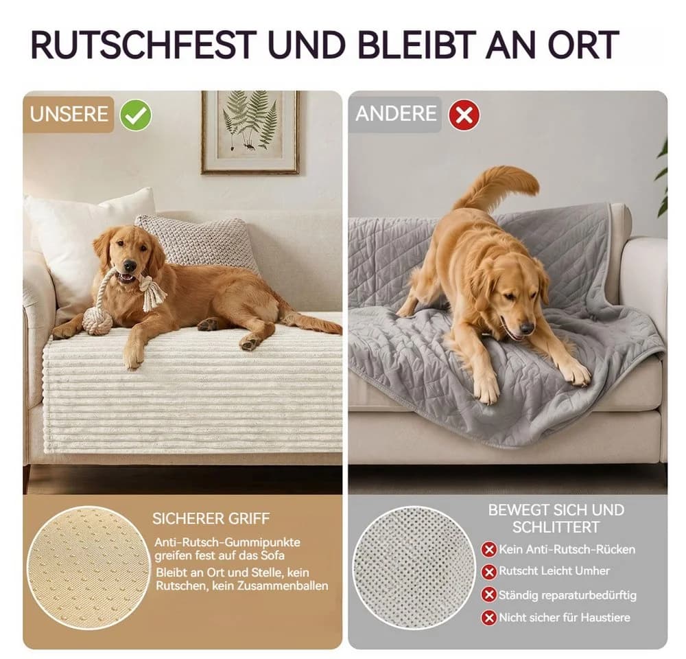 Zyronn Sofaschoner Wasserdicht Beige Flanell Kratzfest Rutschfest - Bild 3