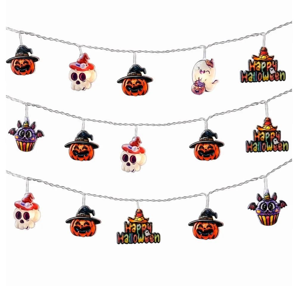 Bomiclss LED-Lichterkette Halloween Kürbis 20 LEDs 2 Modi Wetterfest - Bild 2
