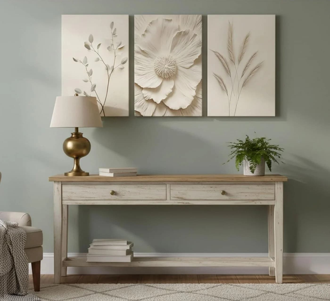 Zyronn Leinwandbild Boho Abstrakt 3er Set Beige Braun Ohne Rahmen - Bild 3