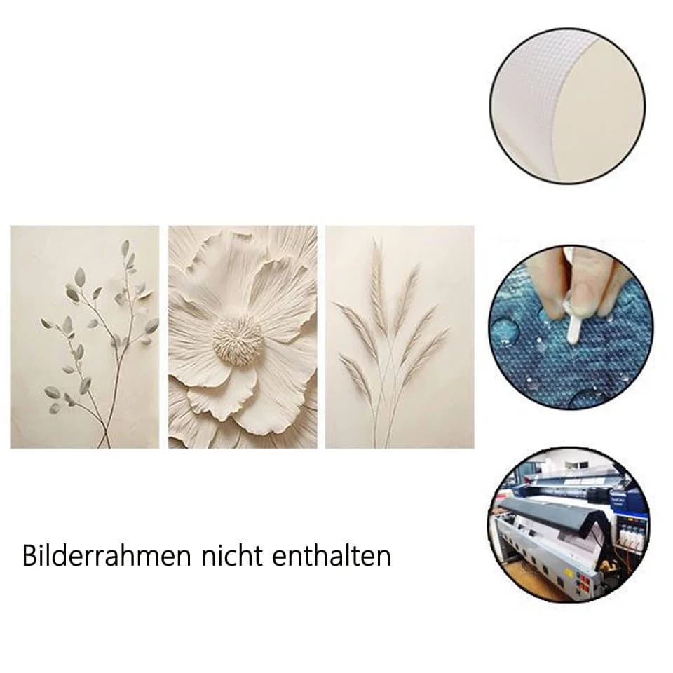 Zyronn Leinwandbild Boho Abstrakt 3er Set Beige Braun Ohne Rahmen - Bild 5