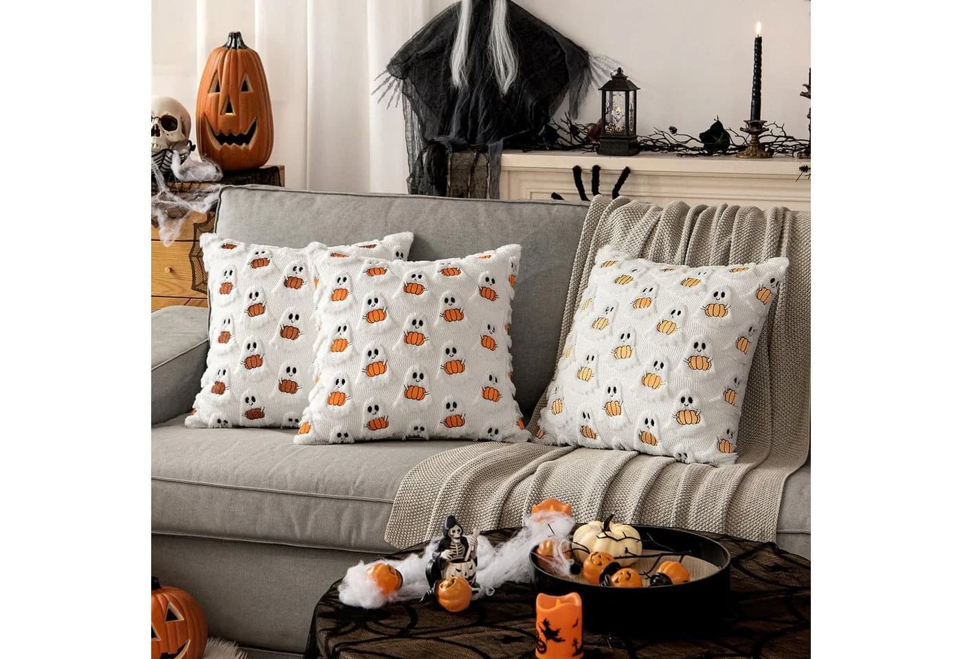 Bomiclss Kissenbezug Halloween Geist Kürbis 45x45 cm 2er Set - Bild 4