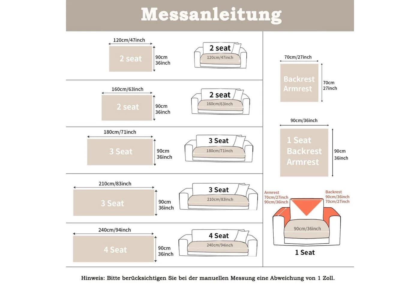 Zyronn Sofaschoner Beige Blattmuster Weich & Rutschfest - Bild 5