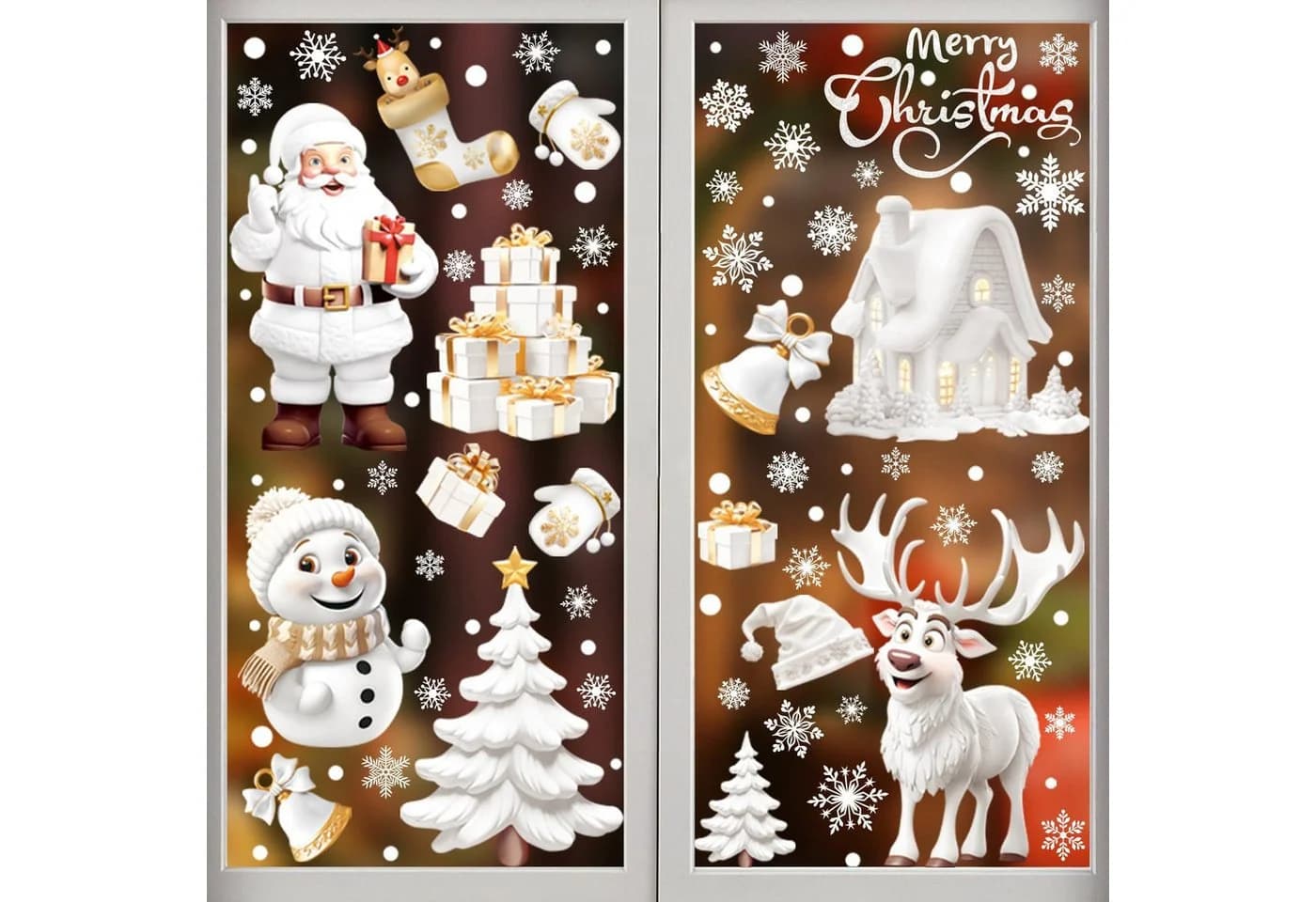 Bomiclss Weihnachts-Fensteraufkleber 9-tlg. Statisch Haftend