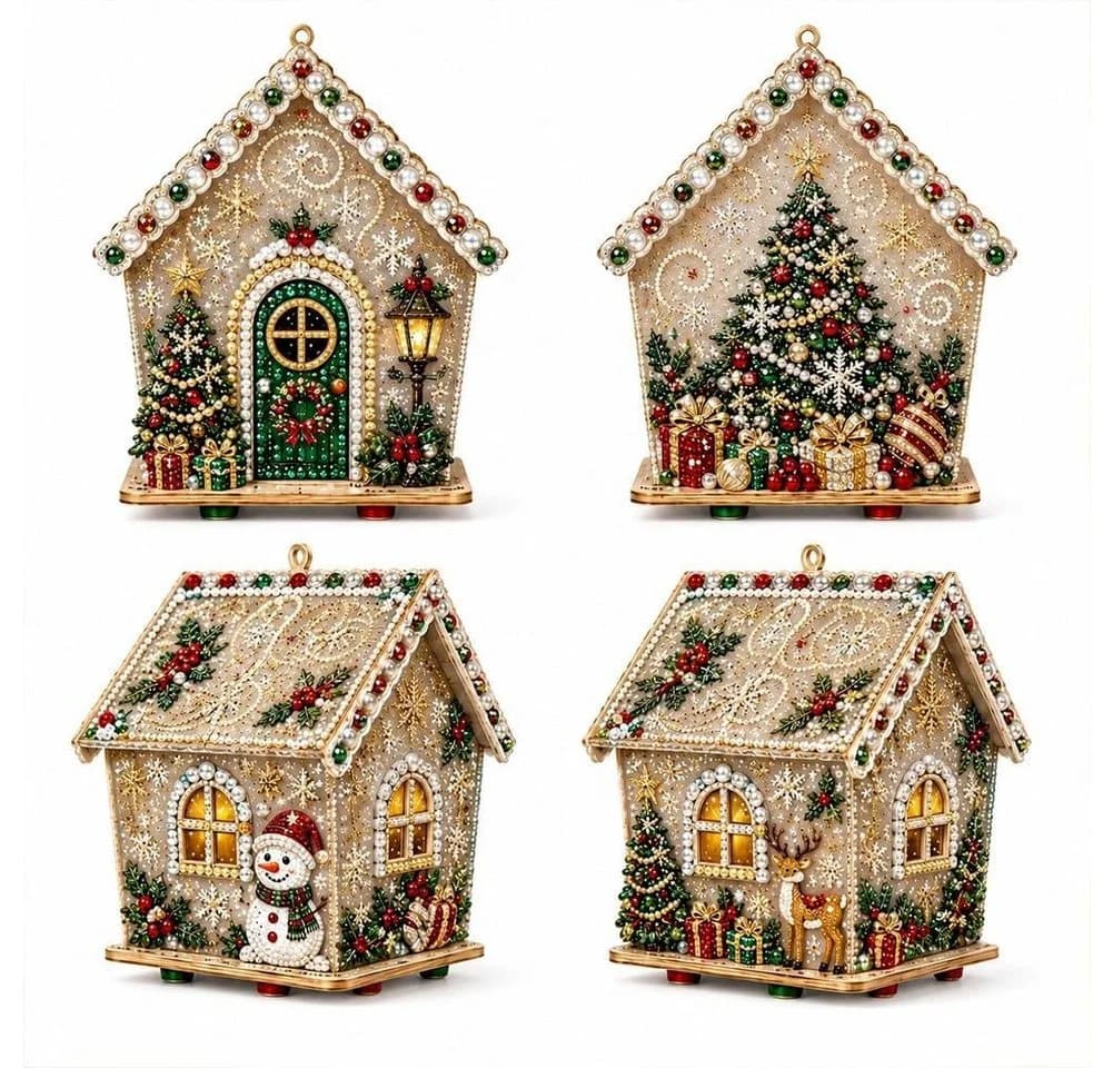 CLTYQ DIY Diamantmalerei Set Weihnachtsbaum Deko mit Holzperlen & Strasssteinen - Bild 2