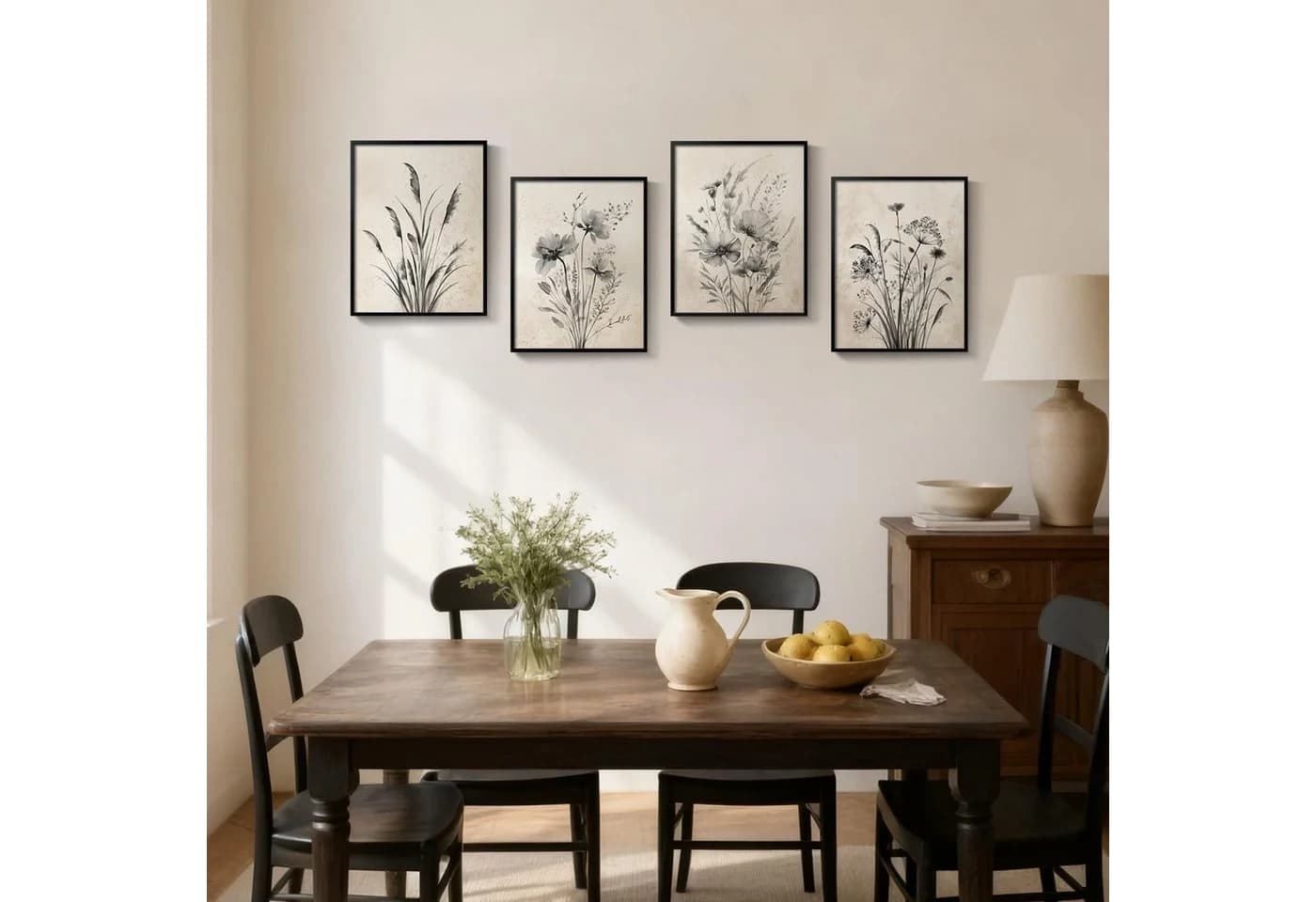Zyronn Leinwandbild Vintage-Blumenleinwand Boho-Wandbild Set